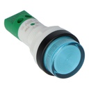 LED pilot light 28-50V DC + black ring for Ø16mm blue