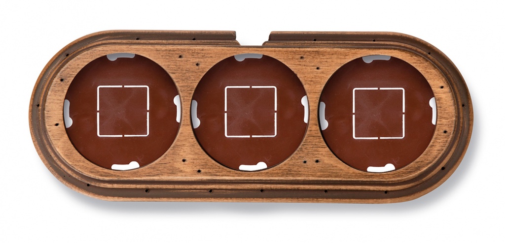 Garby socle 3 modules horizontale avec passe-câble hêtre vieilli