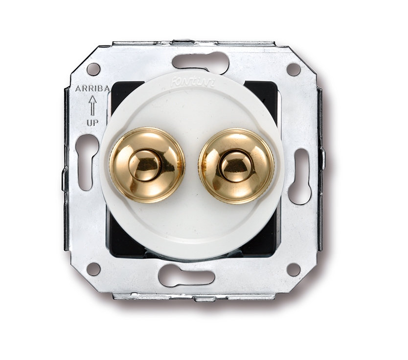 Venezia double bouton poussoir 10A/250V AC - 24V DC blanc/bouton poussoir or