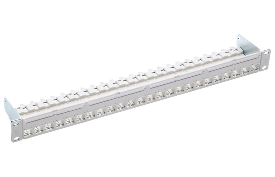 19" 1U PC patchpaneel 24-poort/s, Cat.6A, grijs, leeg