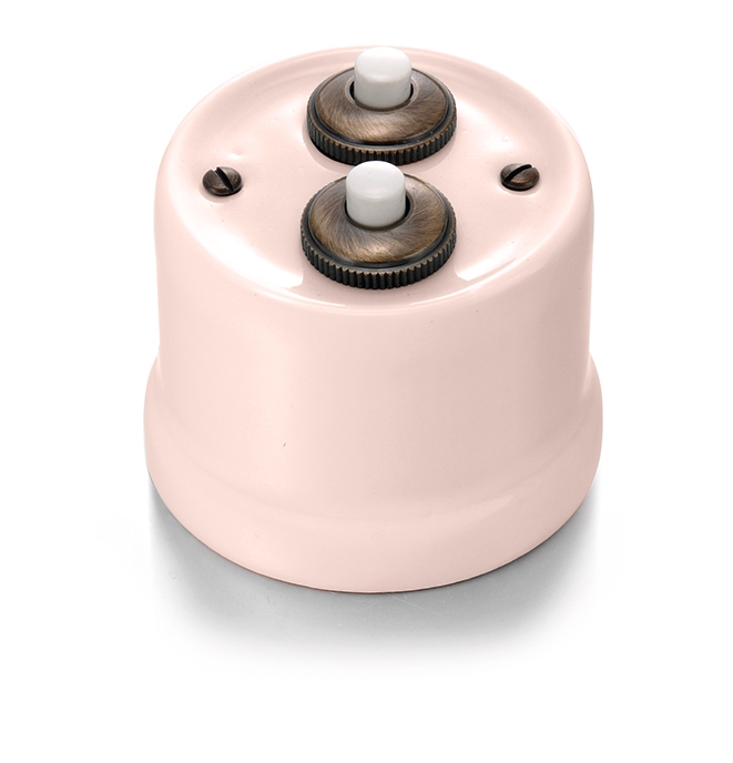 Garby dubbele drukknop 10A/250V AC, 24V DC porselein Camille