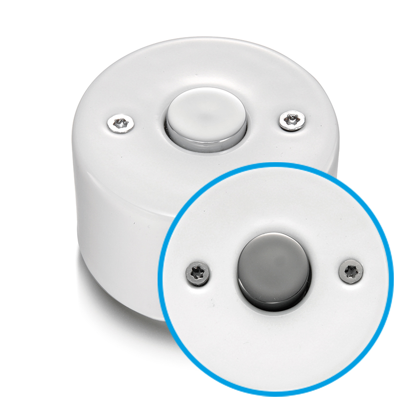 DO installation en saillie bouton poussoir 10A/250V AC en porcelaine blanche, vis nickelés noir