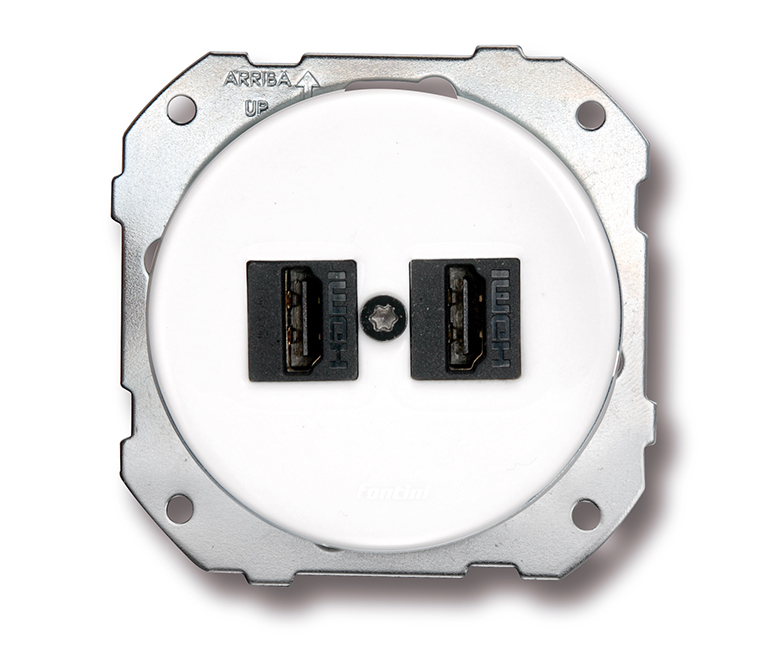 DO inbouw dubbele aansluitpoort HDMI porselein wit