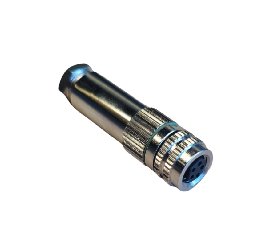 M8 B-code, vrouwelijke connector met soldeerlippen, 5-polig