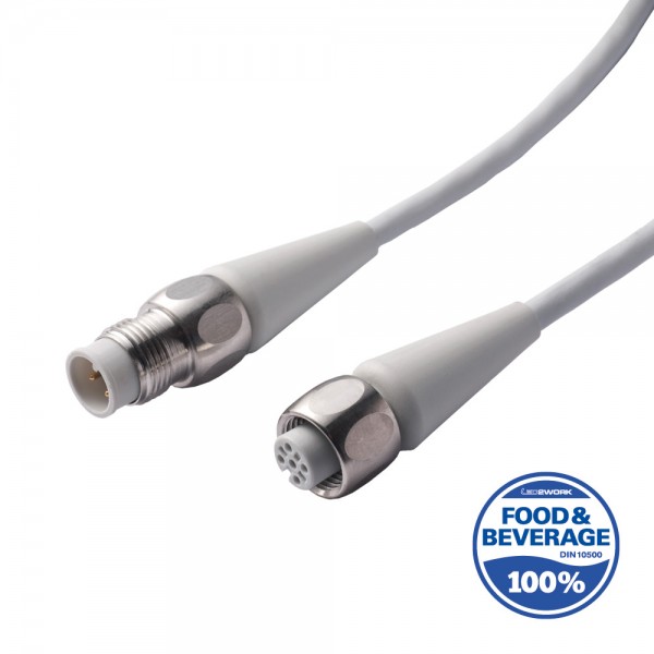 M12 extention cable male/female | A-code | 4-pin | 5m | Food & Beverage