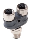 T-splitter, M12 A-code, 1x Male M12 5-pin to 2x Female M12 5-pin