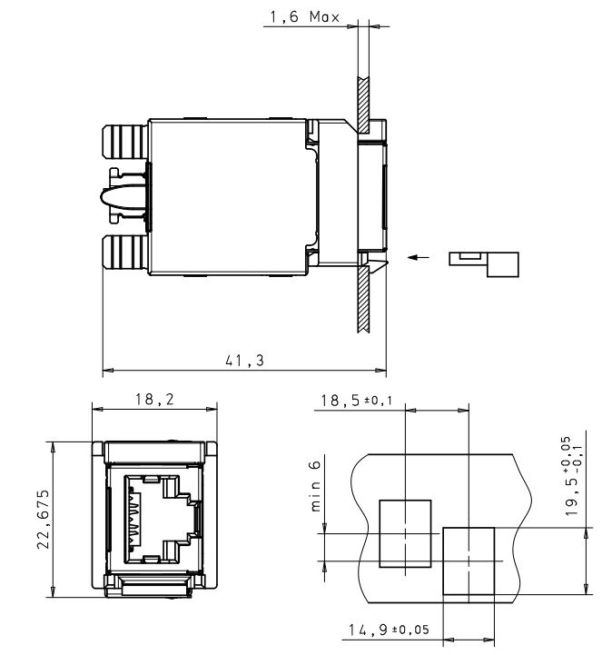 Jack-connection-module-cat5e-1xrj45s-snap-in-tt