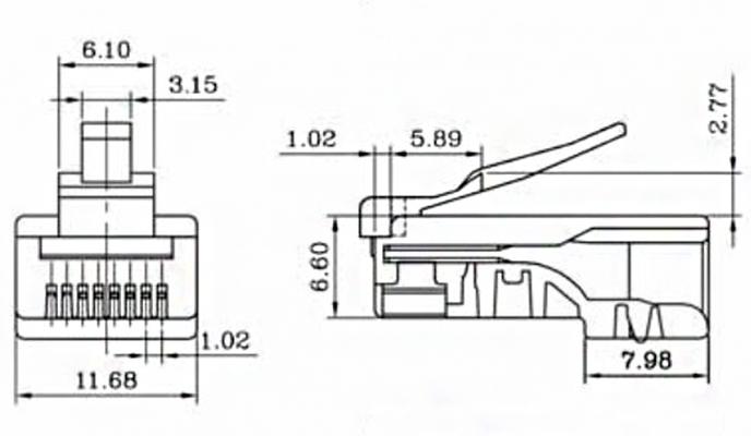 Plug-rj45-plug-8p8c-modular-flat-cable-25st-tt