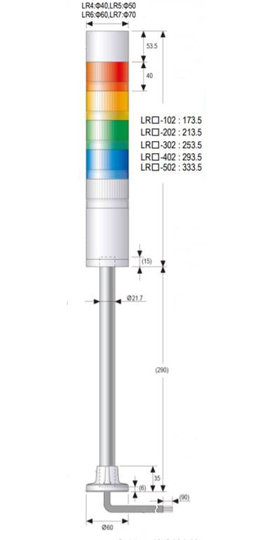 Signaaltoren-led-signaaltoren-diam-40mm-24v-dc-paalmontagekabel-flitsbuzzer-zilver-tt