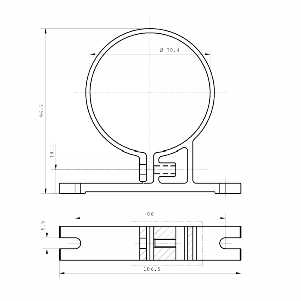 Montagebeugel Inroled 70