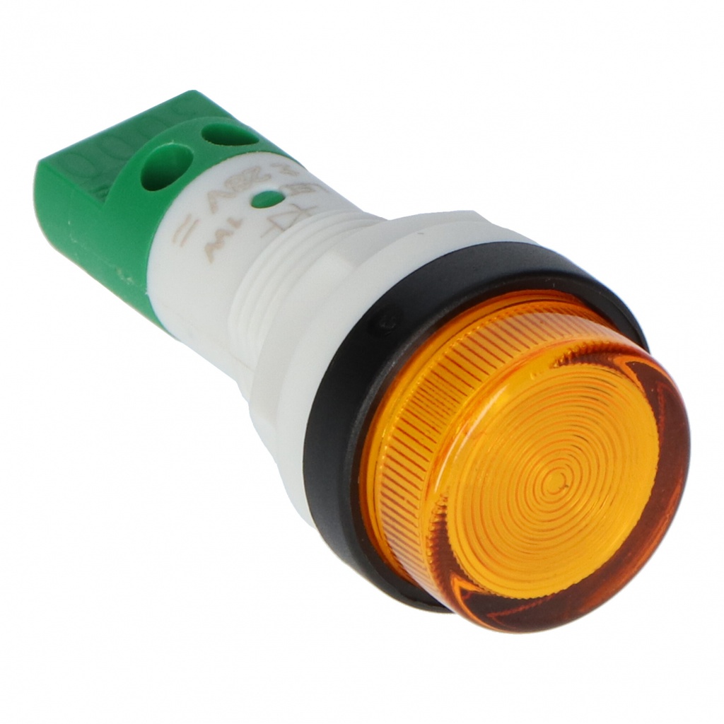 LED-signaallamp │ 28-50V DC │ zwarte ring │ Ø16mm │ oranje