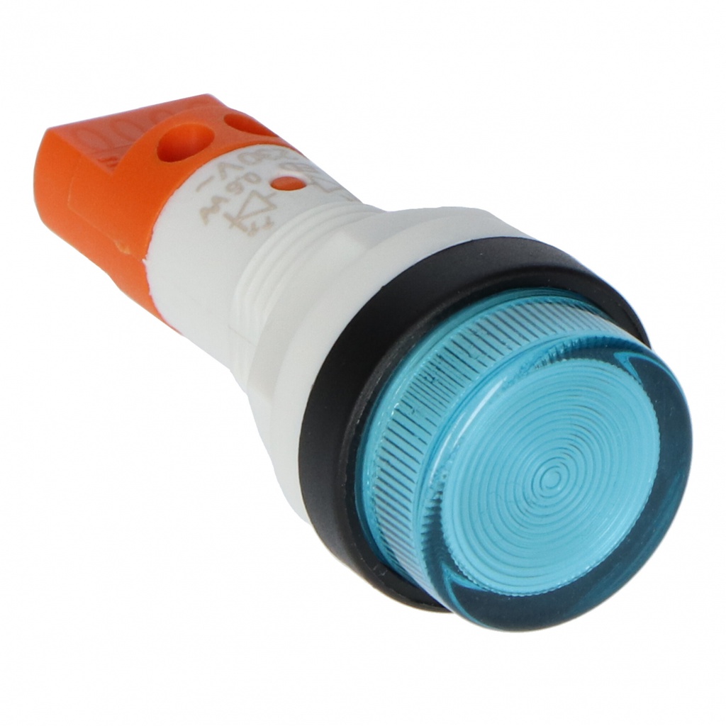 Voyant à LED │ 110-230V AC │ anneau noire │ Ø16mm │ bleu