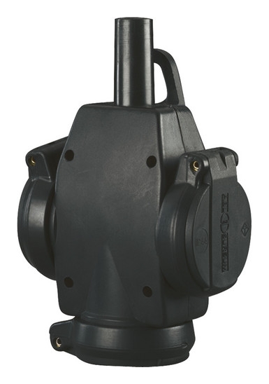 Solid rubber 3-way connector with child safety II+A 16A/250V