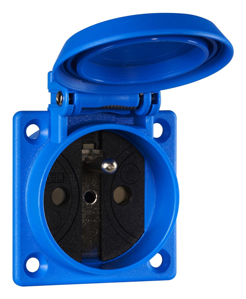 Inbouwstopcontact met kinderbeveiliging II+A -16A/250V- IP54 blauw