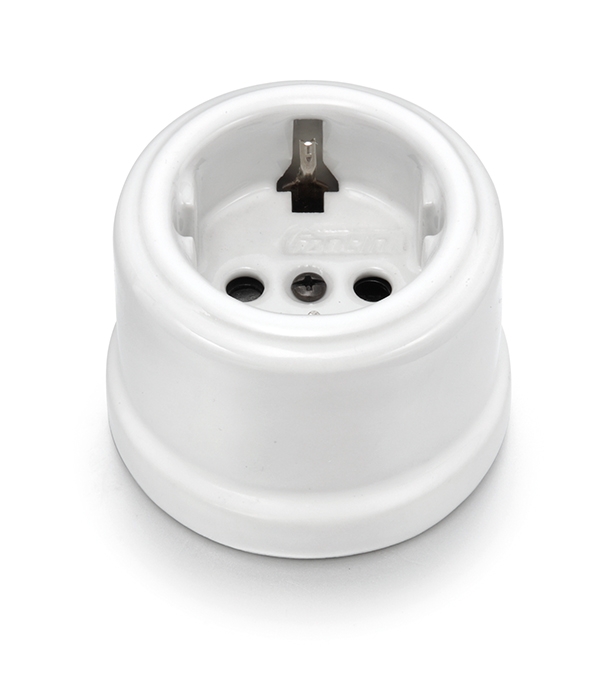 Garby stopcontact met randaarding 16A/250V volledig porselein wit