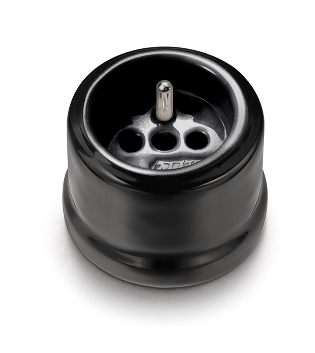 Garby stopcontact met pinaarding 16A/250V volledig porselein zwart