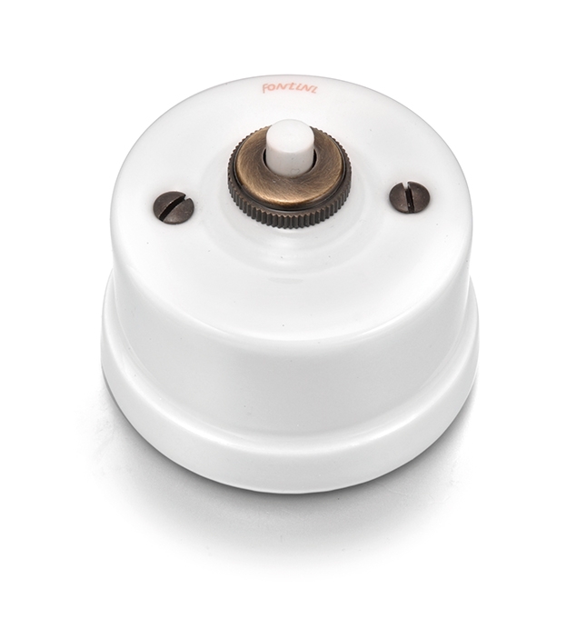 Garby push button 10A/250V, 24V DC porcelain white