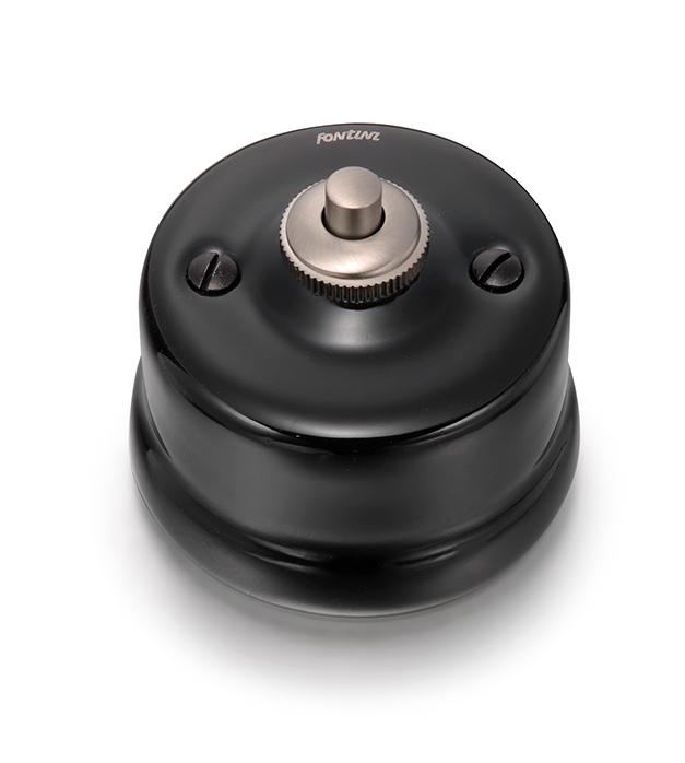 Garby bouton poussoir 10A/250V, 24V DC porcelaine noir