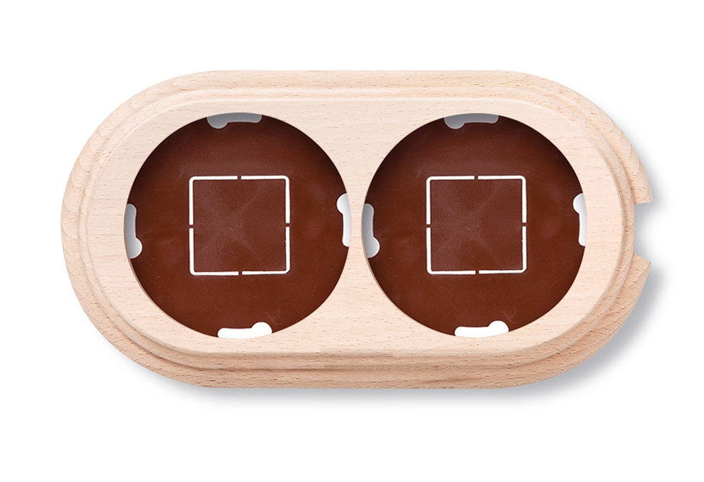 Garby socle 2 modules verticale avec passe-câble hêtre sans vernis