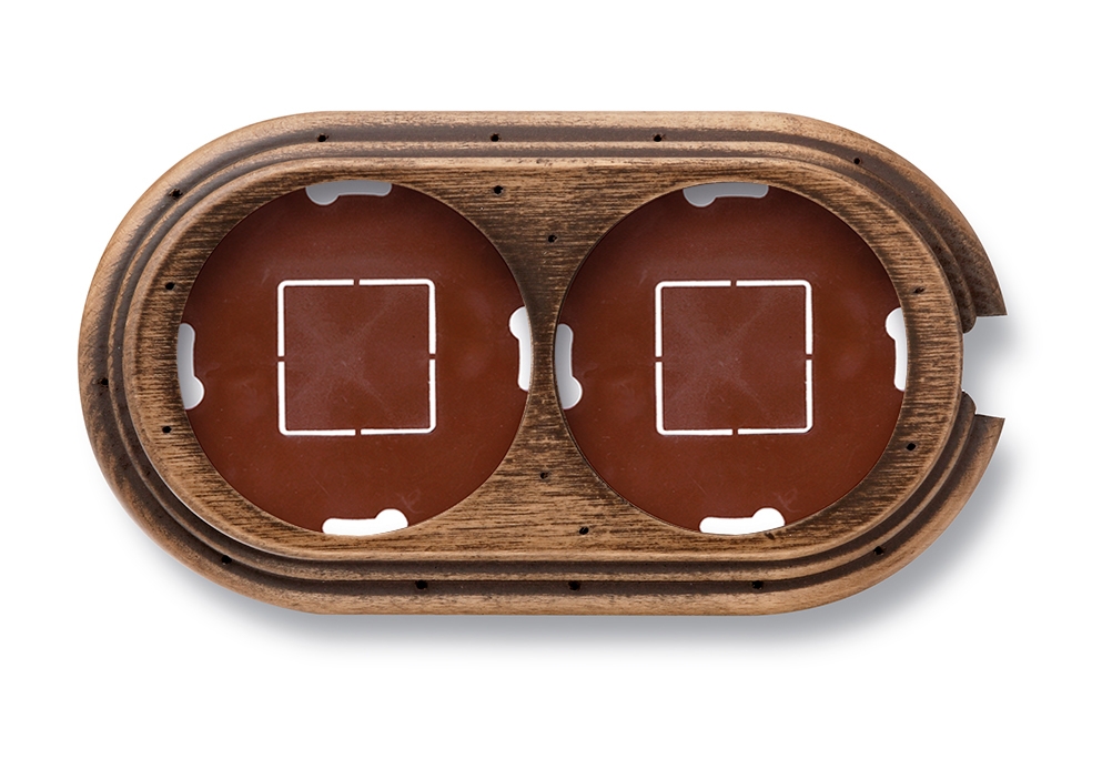 Garby socle 2 modules verticale avec passe-câble hêtre vieilli