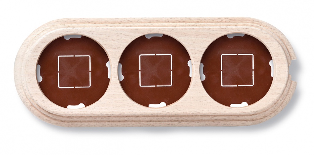 Garby socle 3 modules verticale avec passe-câble hêtre sans vernis