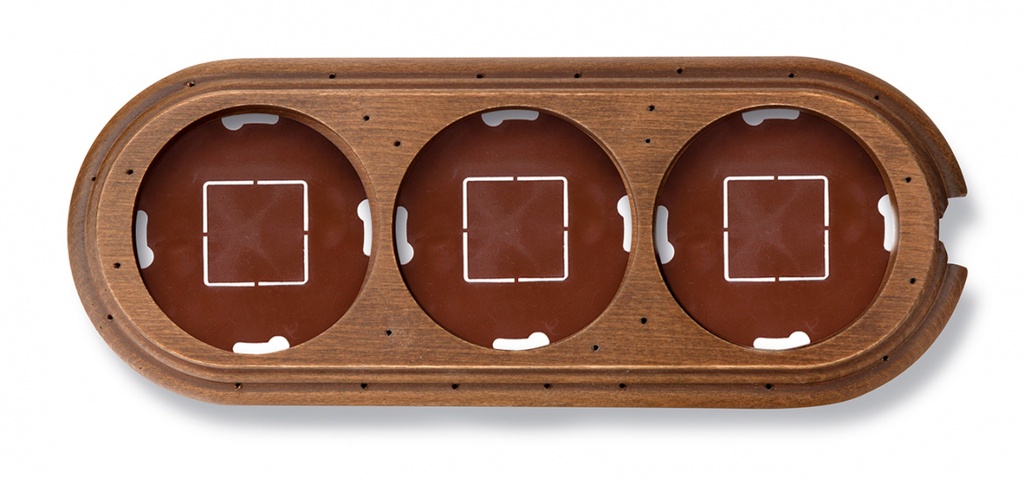 Garby socle 3 modules verticale avec passe-câble hêtre vieilli