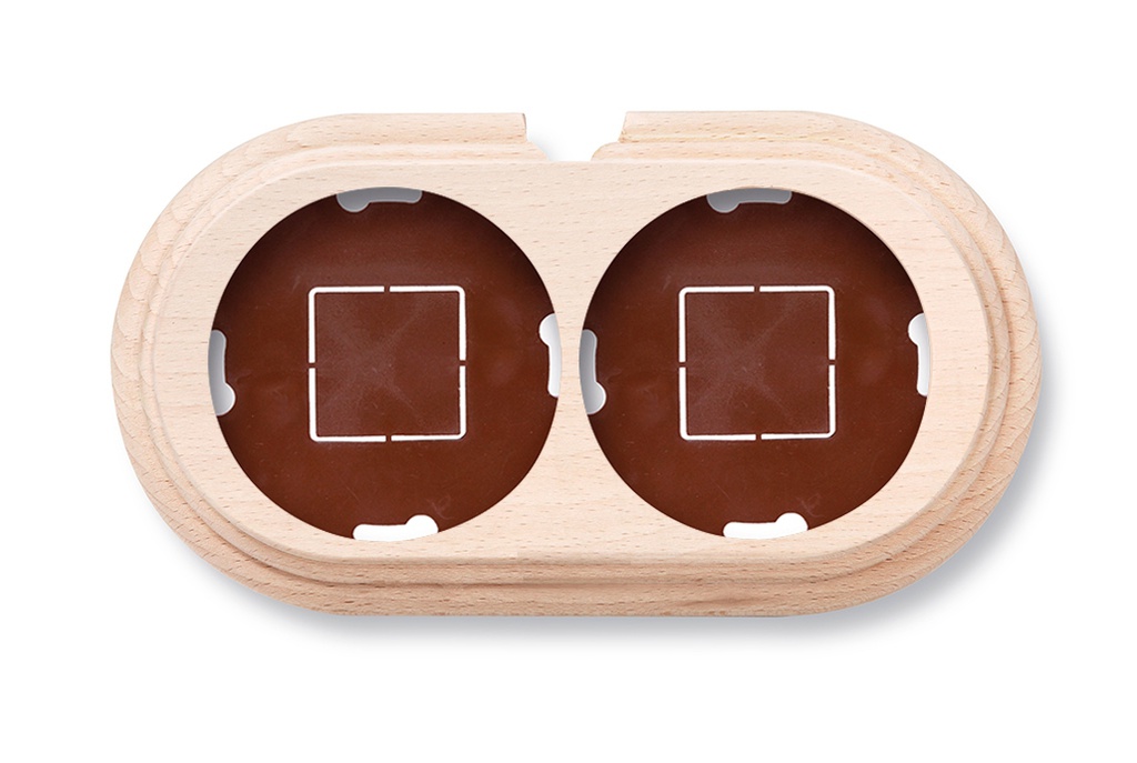 Garby socle 2 modules horizontale avec passe-câble hêtre sans vernis