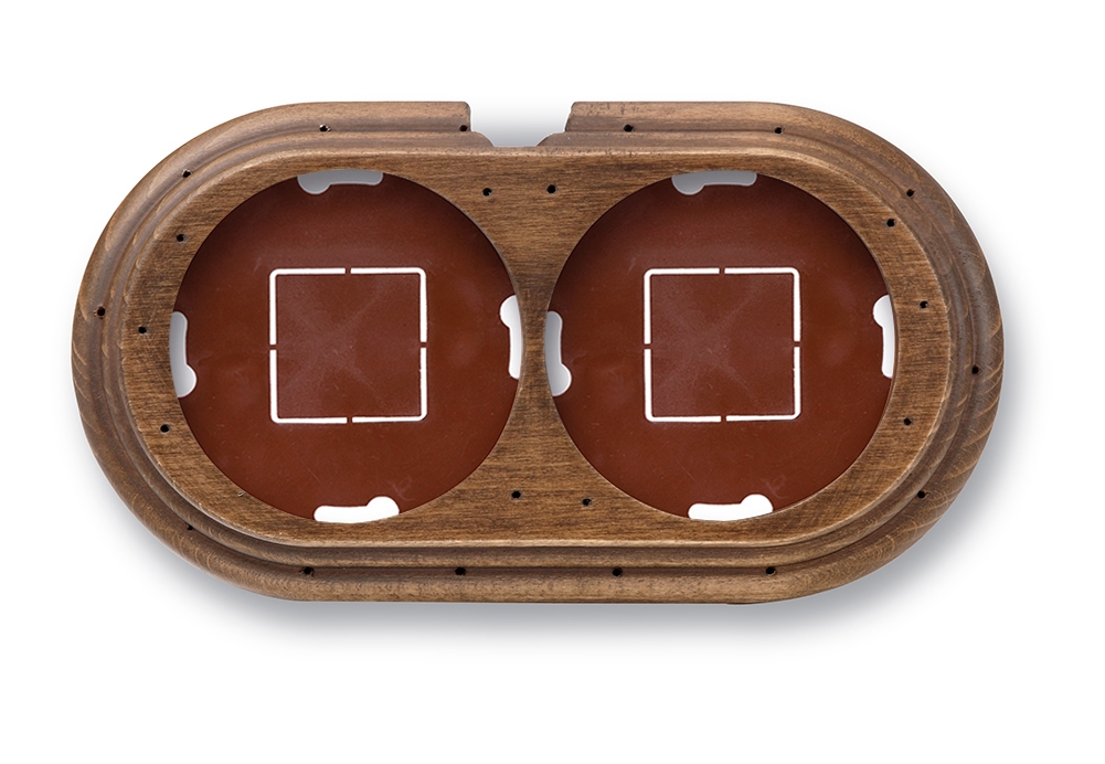Garby socle 2 modules horizontale avec passe-câble hêtre vieilli