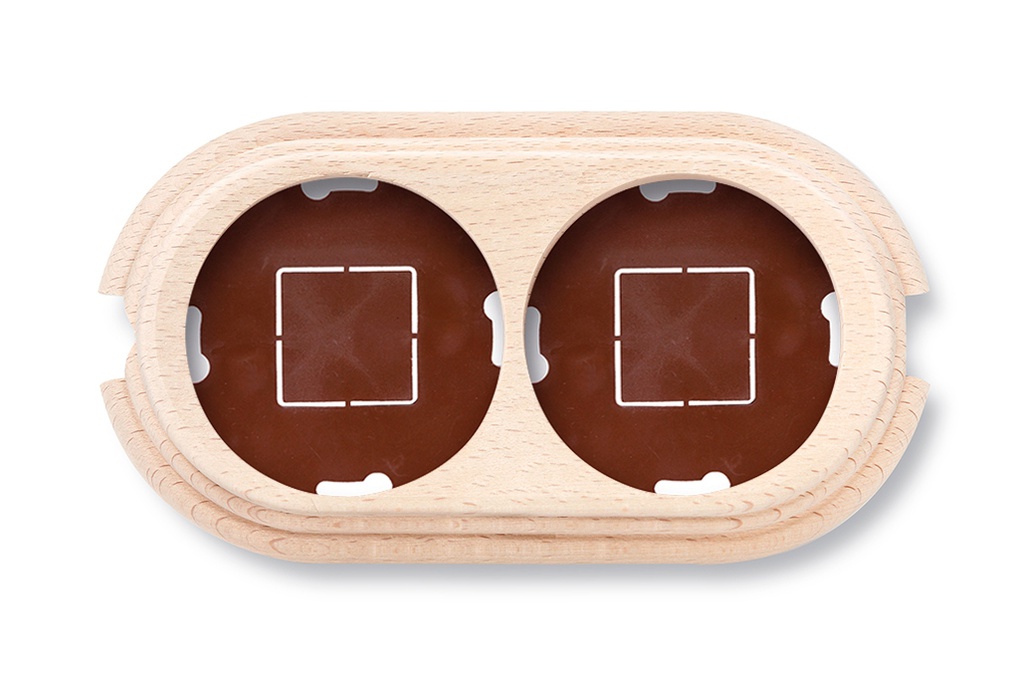 Garby socle 2 modules verticale avec 2 passe-câble hêtre sans vernis