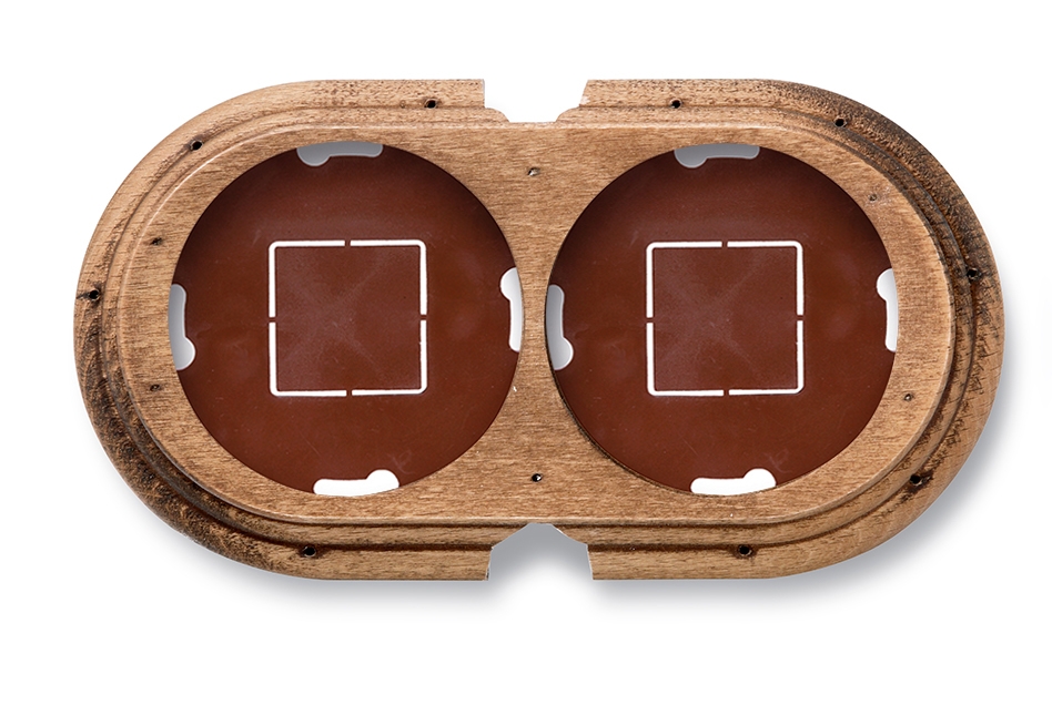 Garby socle 2 modules verticale avec 2 passe-câble hêtre vieilli