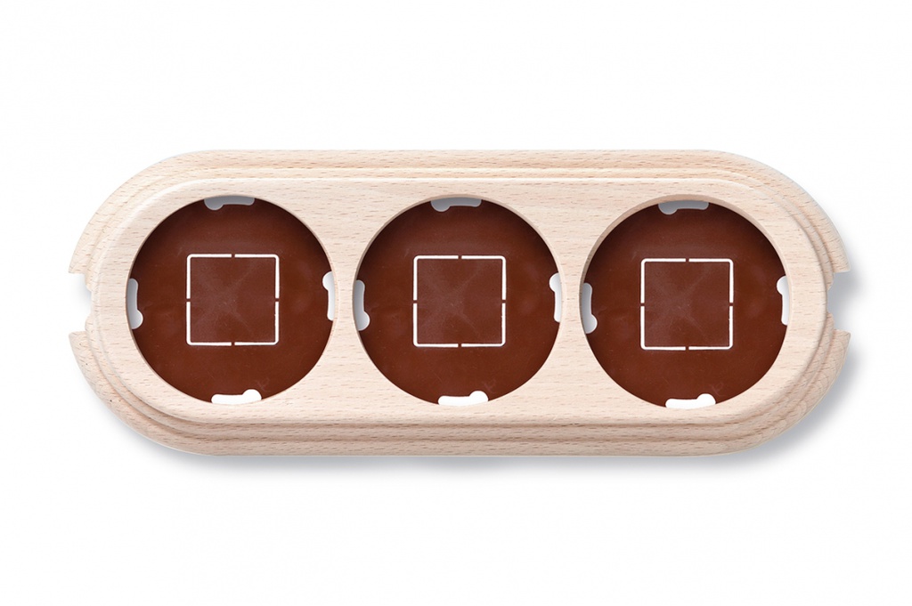 Garby socle 3 modules verticale avec 2 passe-câble hêtre sans vernis