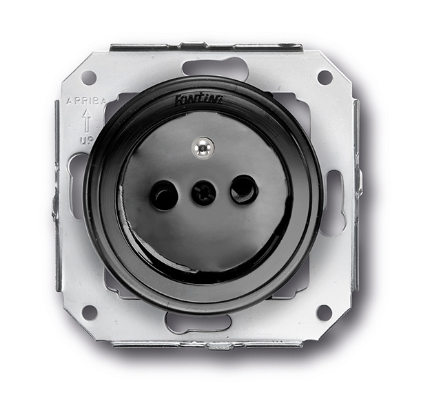Garby Colonial stopcontact met pinaarding 16A/250V kunststof zwart