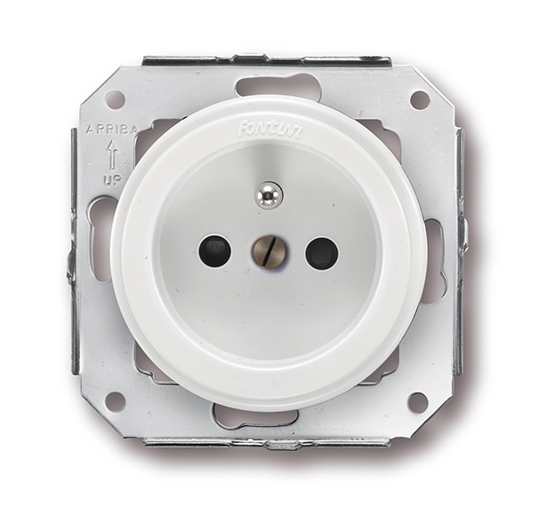 Garby Colonial stopcontact met pinaarding 16A/250V kunststof wit