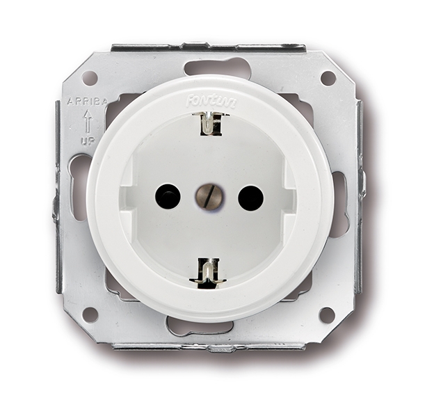 Garby Colonial prise de courant avec contact latéral de terre Schuko 16A/250V en plastique blanc