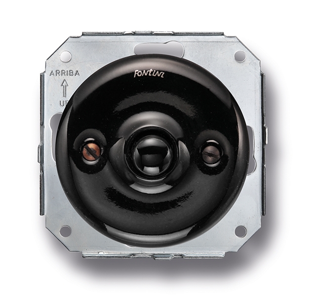 Garby Colonial drukknop 10A/250V AC - 24V DC porselein zwart