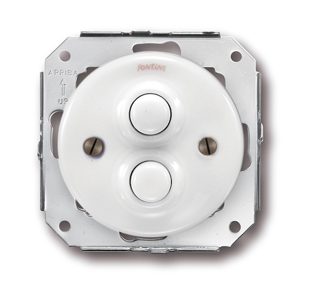 Garby Colonial dubbele drukknop 10A/250V AC - 24V DC porselein wit