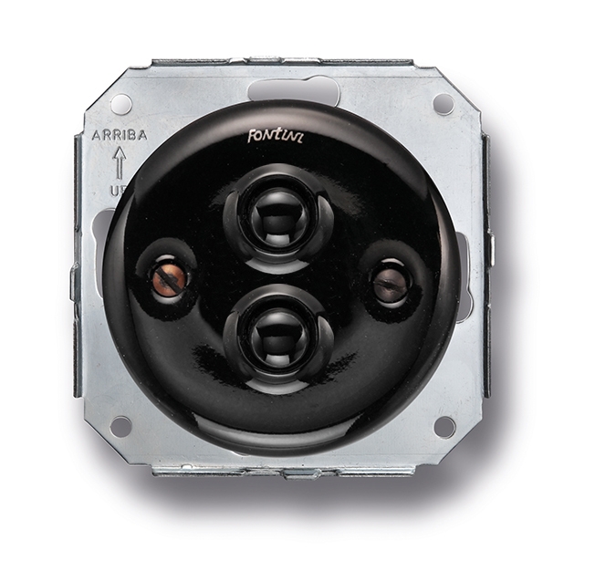 Garby Colonial dubbele drukknop 10A/250V AC - 24V DC porselein zwart