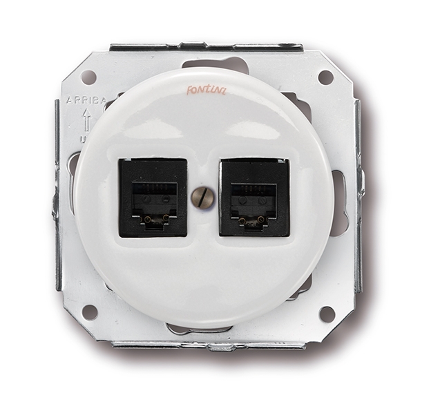 Garby Colonial double prise RJ12 + RJ45 porcelaine blanc