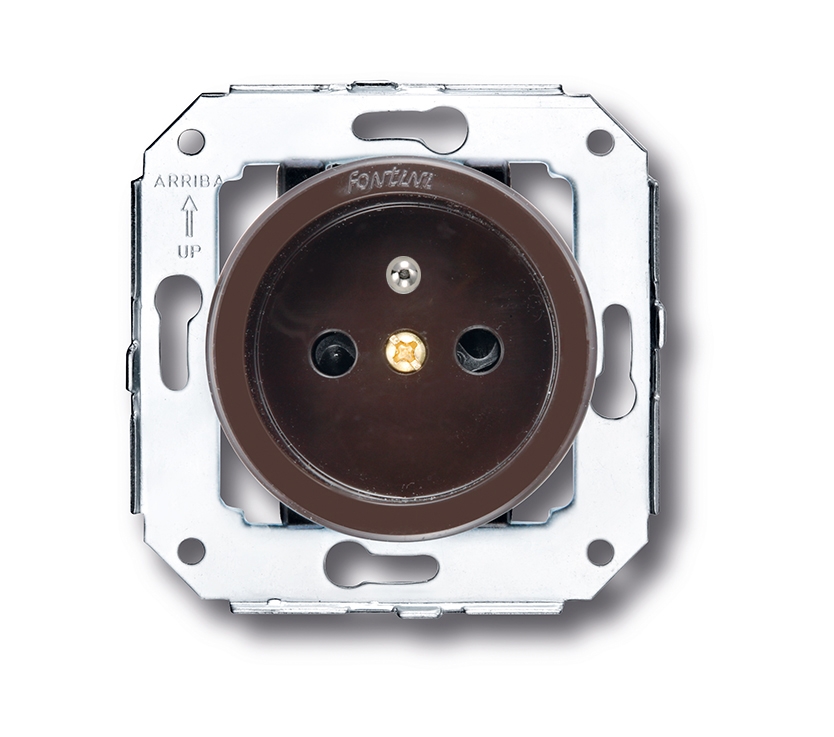 Venezia socket with earth pin 16A/250V brown
