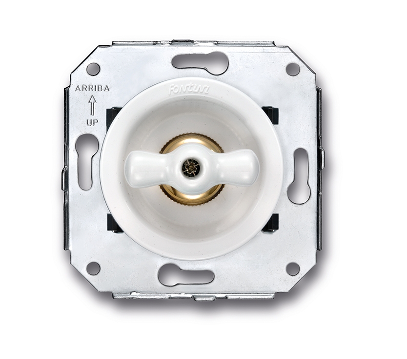 Venezia kruisschakelaar 10A/250V wit/vlinderknop porselein wit