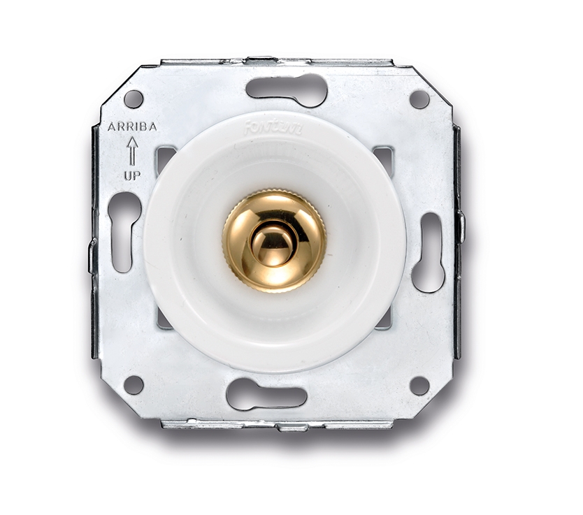 Venezia push button 10A/250V AC - 24V DC white/push button gold