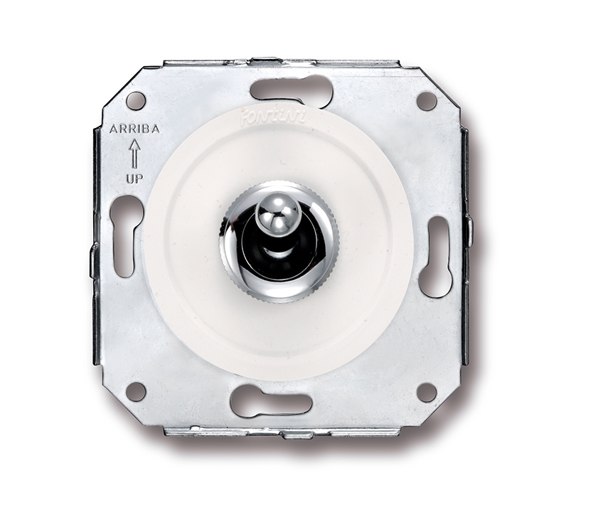 Venezia I-polige schakelaar 10A/250V wit/tuimelknop chroom