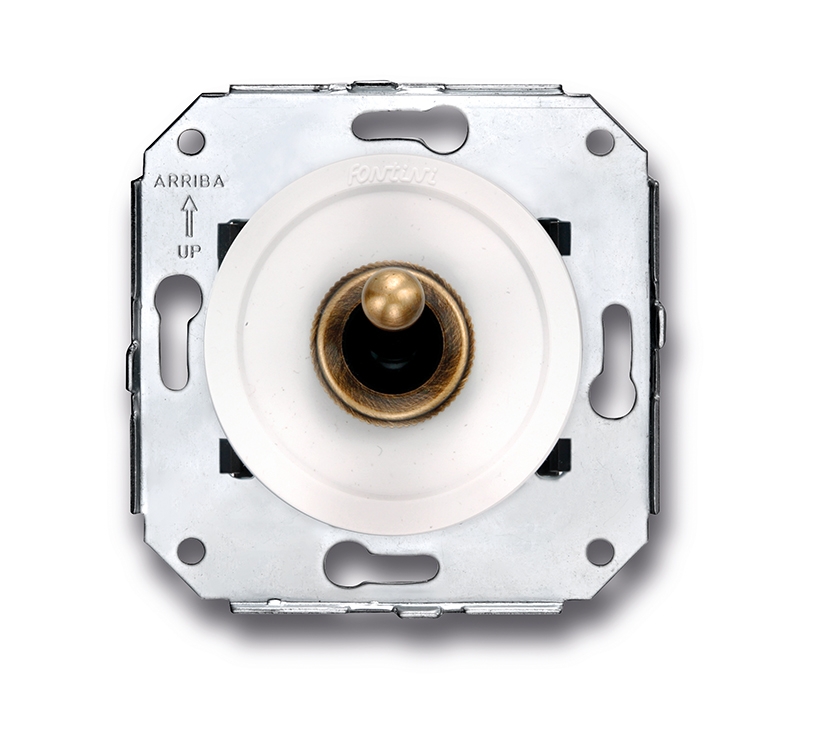 Venezia interrupteur unipolaire 10A/250V blanc/bouton à levier laiton