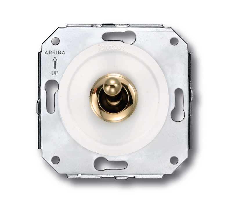 Venezia wisselschakelaar 10A/250V wit/tuimelknop verguld