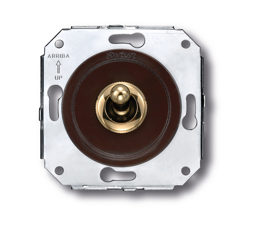 Venezia interrupteur va-et-vient 10A/250V marron/bouton à levier or