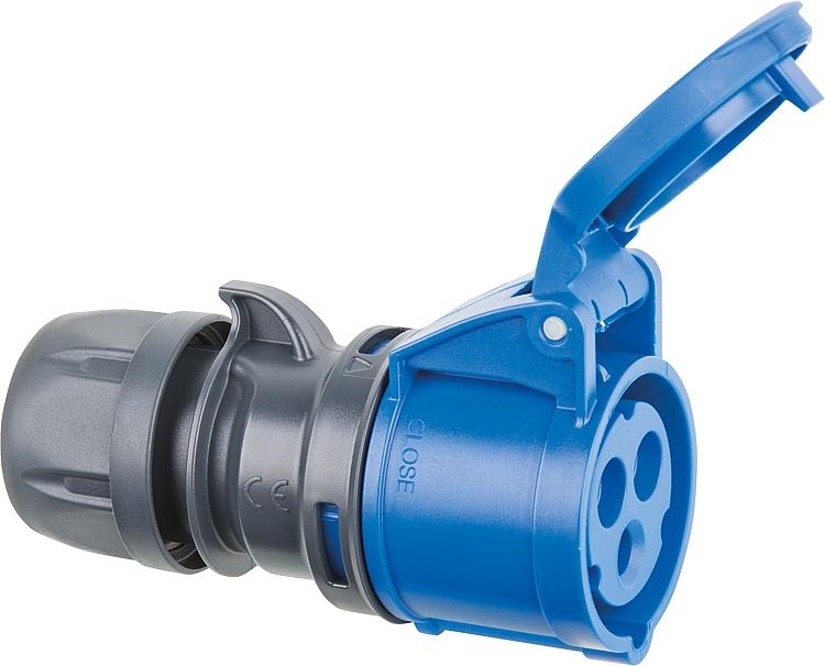 CEE coupling plug IP44 3P/16A 230V blue