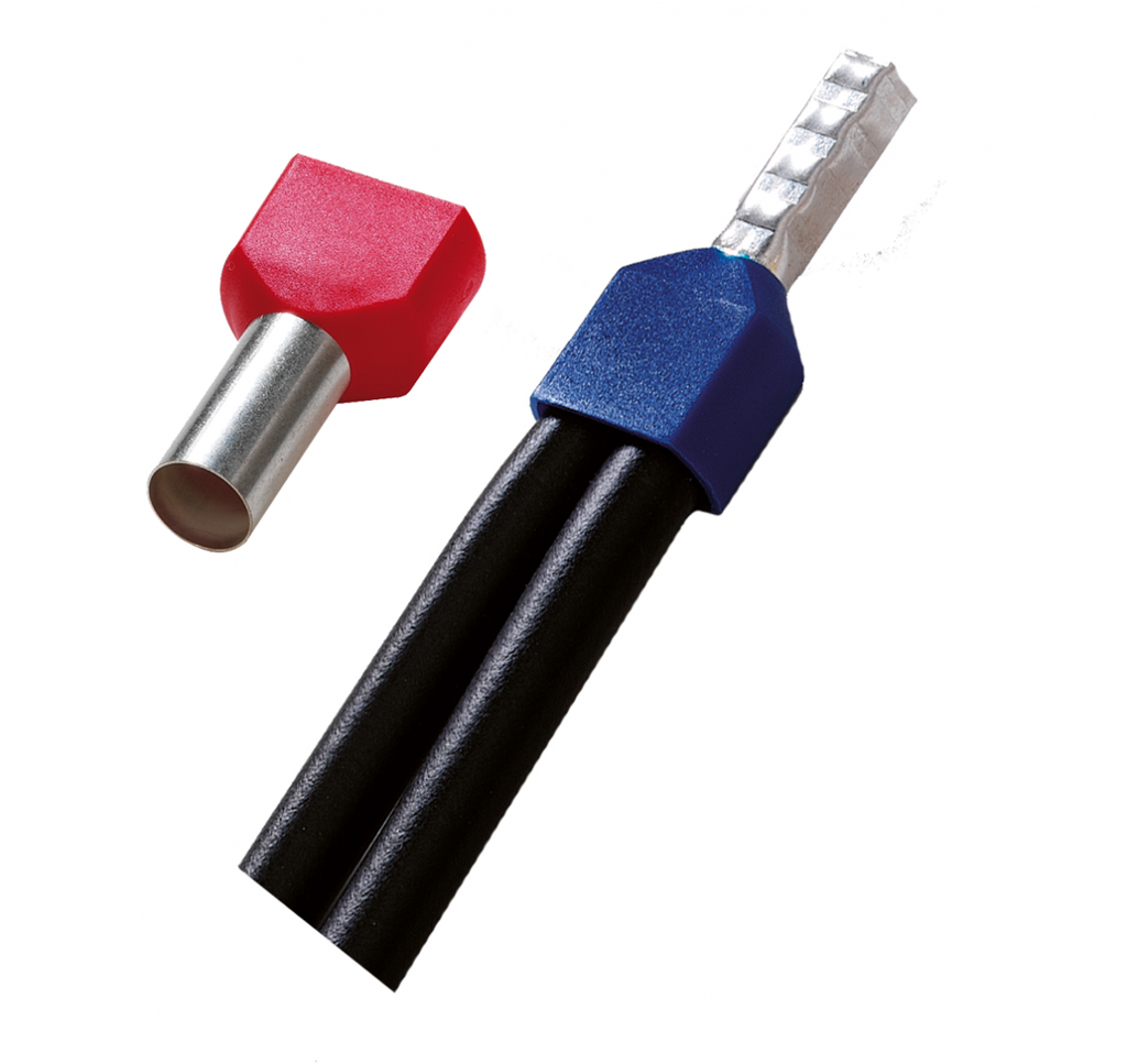 Twinadereindhuls geïsoleerd wit 2x0,50mm² - L = 8mm