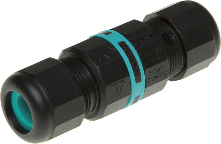2-way IP68 mini-verbinder, 4-poles, max. 4mm², Ø5-12mm