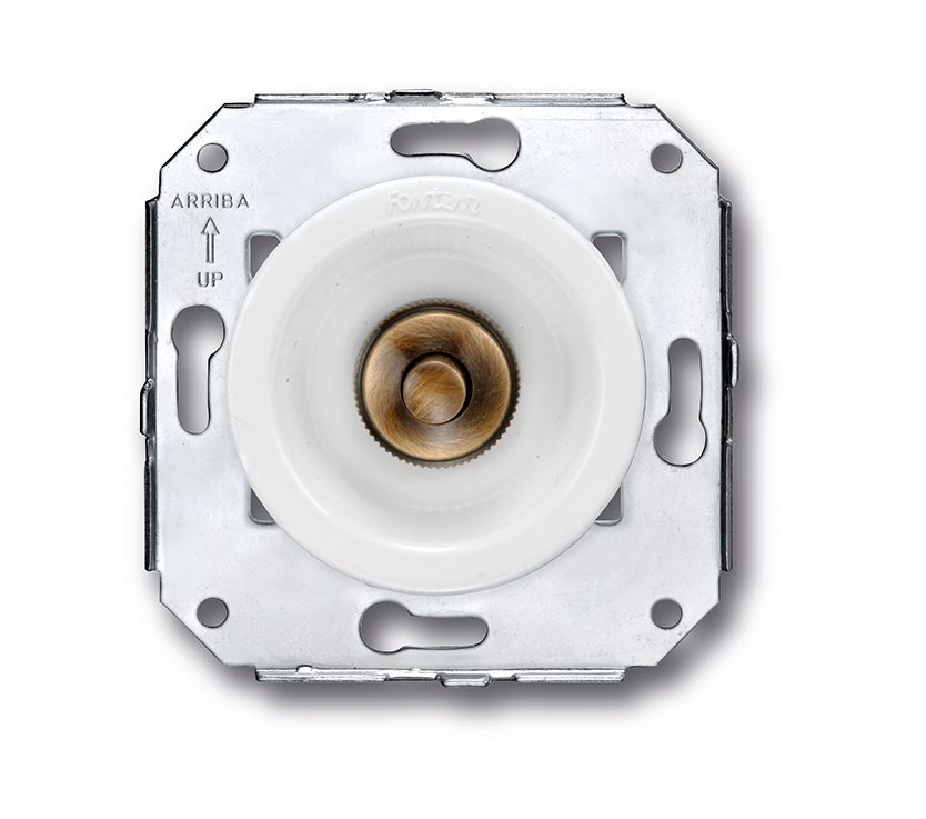 Venezia bouton poussoir 10A/250V AC - 24V DC blanc/bouton poussoir laiton