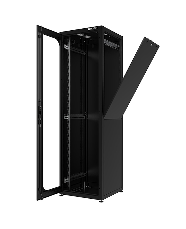 19'' Rack 42HE 800 x 800 + Plinth+19inch rails fr & r BLACK